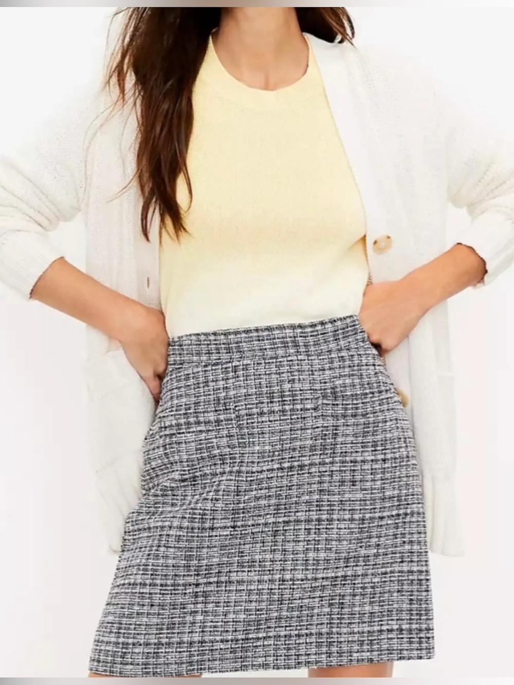 The Loft Blue Tweed Skirt